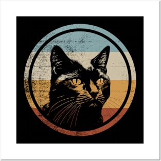 Retro Style Vintage Design British Shorthair Cat Posters and Art